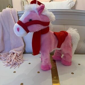 Dan Dee Pink and Red Stuffed Horse Toy